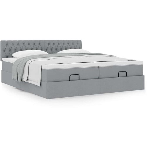 vidaXL Otomanski posteljni okvir z vzmetnicami siv 160x200 cm blago Cene