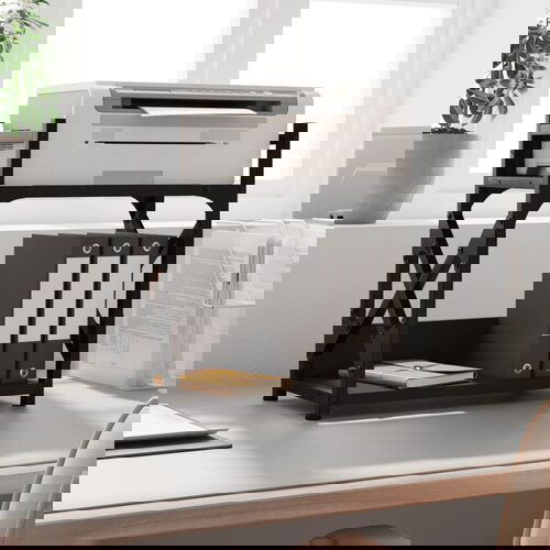 VidaXL Stalak za pisač s 2 razine crni 40x20x40 cm konstruirano drvo Slike