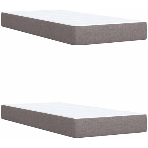  Krevet s box springom, madracem i LED-om Sivosmeđa 200 x 200 cm Slike
