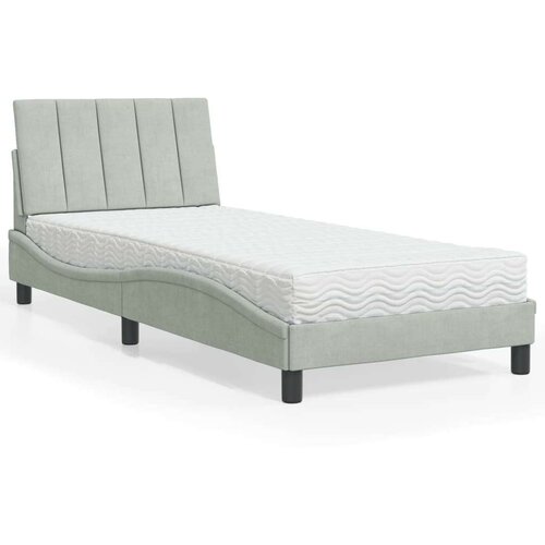  Postelja z vzmetnico svetlo siva 80x200 cm žamet, (21166101) Slike