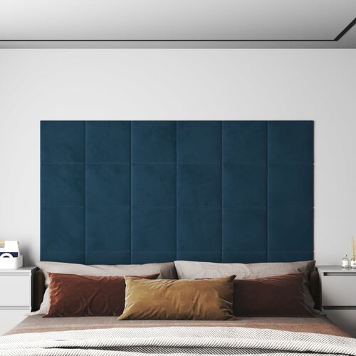 VidaXL Stenski paneli 12 kosov modri 30x30 cm žamet 1,08 m&amp;sup2; Slike