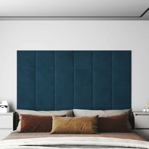 vidaXL Stenski paneli 12 kosov modri 30x30 cm žamet 1,08 m²