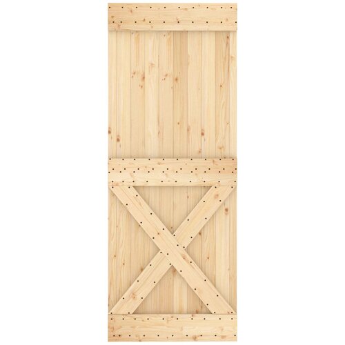  Klizna vrata Prirodna i crna 80 x 210 cm Čvrsta borovina Smeđa 200 x 5.5 x 210 cm Slike