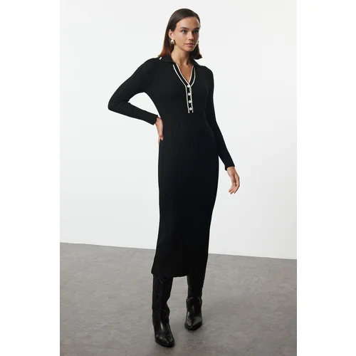 Trendyol Black Color Block Knit Dress