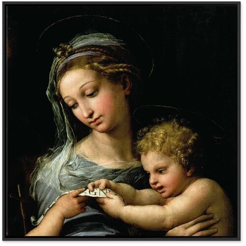  Slika - Rafael Santi &amp;ndash; The Virgin of the Rose 40x40 U crnom drvenom okviru Slike