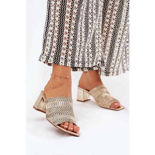 Boto Ladies Slip-ons With Braiding On Heel Golden Ciariloria Cene