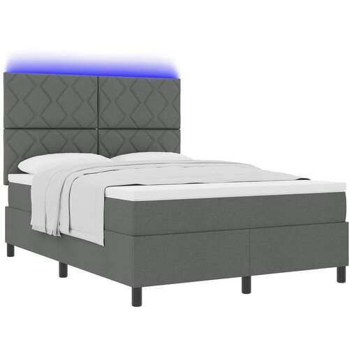 vidaXL Postelja s spodnjo vzmetjo z vzmetnico in LED temno siva 160x200 cm tkanina, (22083306) Cene