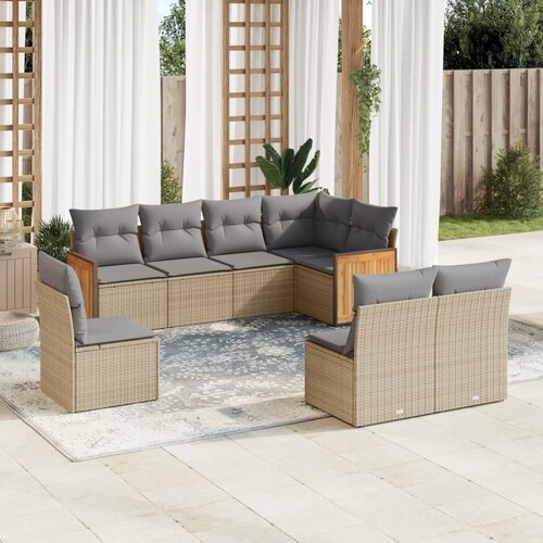 vidaXL 8-dijelni set vrtnih sofa od poliratana s jastucima bež Cijene