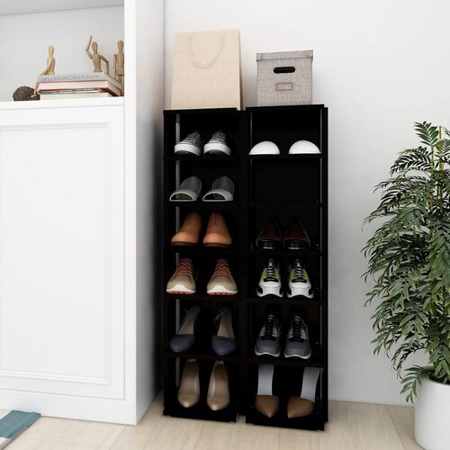 The Living Store Omarica za čevlje 2 kosa črna 27,5x27x102 cm - Omara Za Čevlje, (21434000) Cene