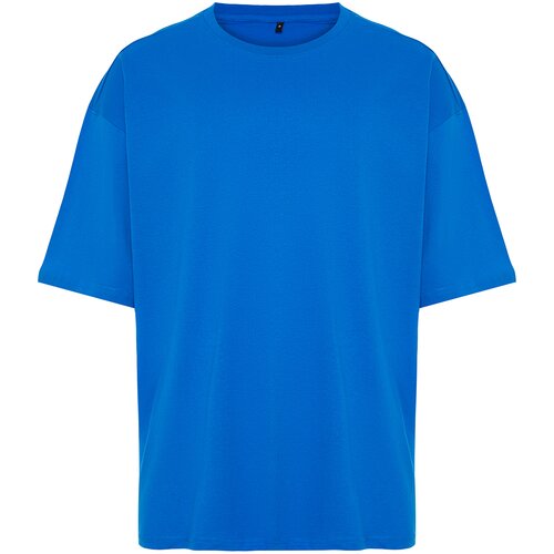 Trendyol Men&amp;#039;s Blue Oversize/Wide-Fit Basic 100% Cotton T-Shirt Slike