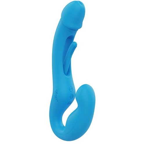 HoneyPlayBox Strap-on dildo brez pasu - Harmony Duo, z aplikacijo, moder Cene