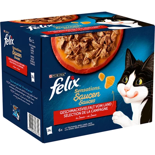 Felix "Sensations" vrečke 24 x 85 g - Puran, govedina, jagnejtina, raca