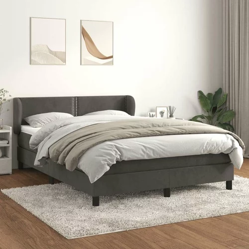  Box spring posteljni z vzmetnico temno siv 140x190 cm žamet, (20739096)