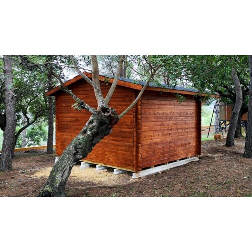 Male kuće Drvena vrtna kuća LUGO 350 &amp;times; 320 cm &amp;ndash; bez zavr&amp;scaron;nog krovnog pokrova Slike