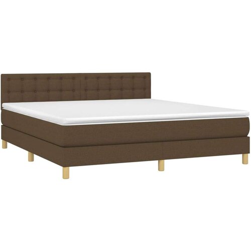  Krevet box spring s madracem LED tamnosmeđi 180x200 cm tkanina Slike