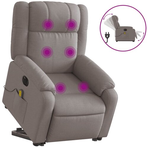 VidaXL Električni masažni naslanjač s funkcijo vstajanja taupe, (20927156) Slike