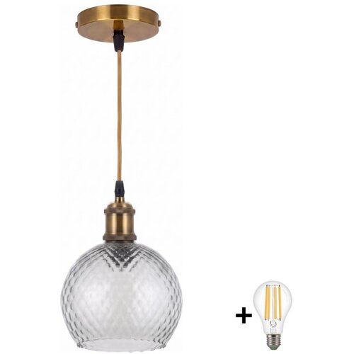 Brilagi LED luster na sajli RETRO GLASS 1xE27/60W/230V prečnik 25 cm zlatna/zadimljeno-siva Slike