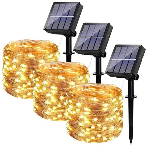  novogodi&amp;scaron;nje solarne lampice žute 30 metara Slike