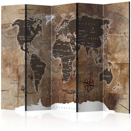  Paravan u 5 dijelova - Room divider &amp;ndash; Map on the wood 225x172 Slike