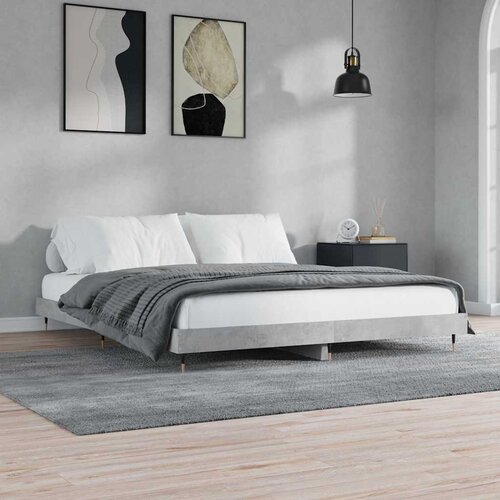  Okvir kreveta siva boja betona 120x200 cm od konstruiranog drva Slike