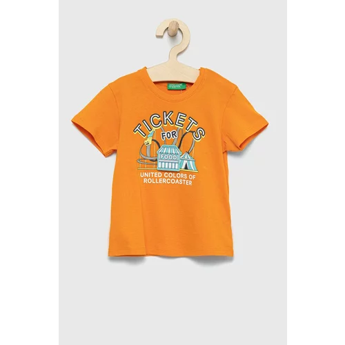 United Colors Of Benetton Dječja pamučna majica kratkih rukava boja: narančasta, s aplikacijom