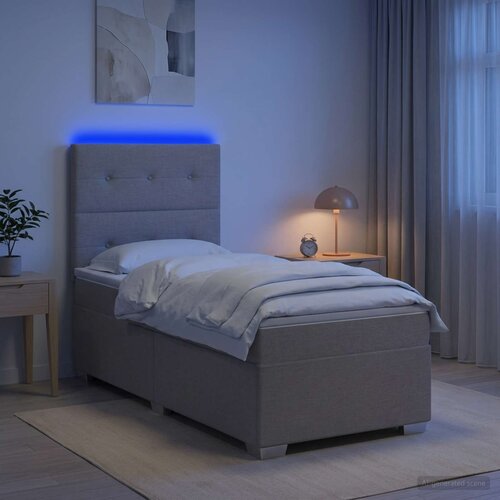  Boxspring krevet s madracem Sivosmeđa 90 x 200 cm Tkanina Smeđesiva 90 x 200 x 140.5 cm Slike