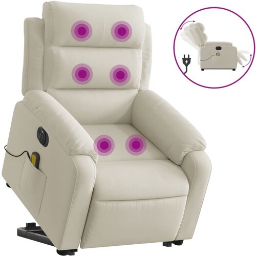 Maison Chic Električni masažni naslanjač - Relax naslanjač s funkcijo vstajanja krem žamet, (22042592) Slike