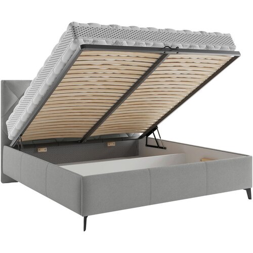 MID.YOU OBLAZINJENA POSTELJA 180 cm x 200 cm , tekstil temno siva Slike