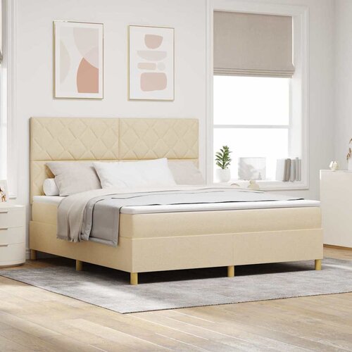  LED Box Spring Krevet s uzglavljem Krema 180 x 200 cm tkanina Cijene