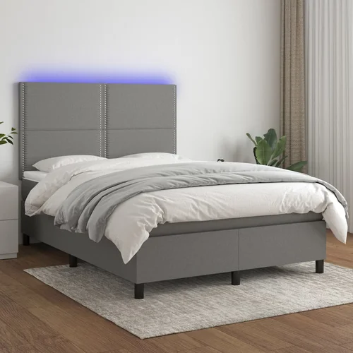  box spring s madracem LED tamnosivi 140x190 cm tkanina