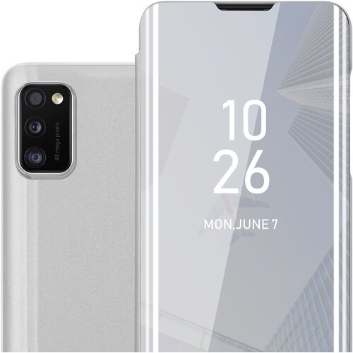 Cadorabo Ohi&amp;scaron;je, združljiv s Samsungom v Agate Silver - Clear View Zrcalo Za&amp;scaron;čitni pokrov s funkcijo stojala 360 stopinj za&amp;scaron;čita, (20568744) Slike