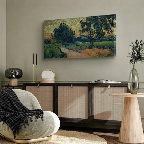  Slika - Vincent Van Gogh &amp;ndash; Landscape with the Chateau of Auvers at Sunset 120x60 Premium Print Slike