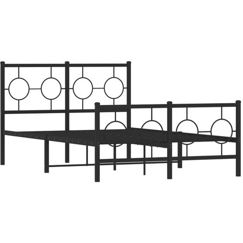vidaXL Kovinski posteljni okvir z vzglavjem in vznožjem črn 120x200 cm, (21059185) Cene