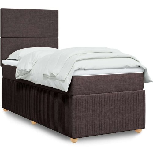 vidaXL Box spring postelja z vzmetnico temno rjava 100x200 cm blago, (21307694) Cene