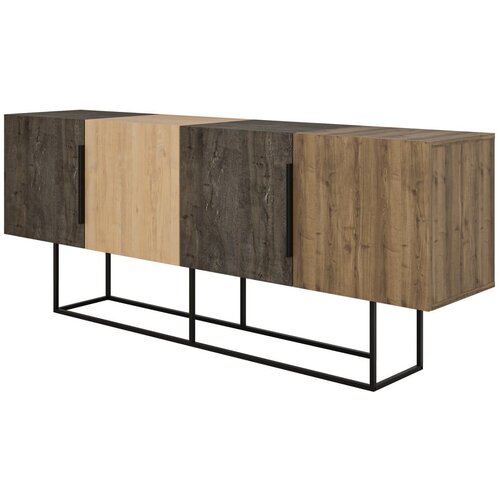 Marckeric Smeđa/u prirodnoj boji niska komoda u dekoru hrasta 200x80 cm Titan – Cijene