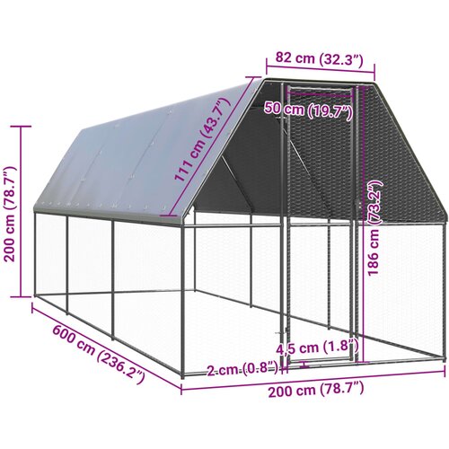  kavez za koko&amp;scaron;i 2 x 6 x 2 m od pocinčanog čelika Slike