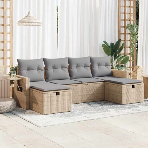 vidaXL 6-dijelni set vrtnih sofa s jastucima bež od poliratana Cijene