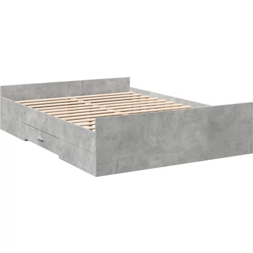 vidaXL Okvir kreveta s ladicama siva boja betona 120x190 cm drveni