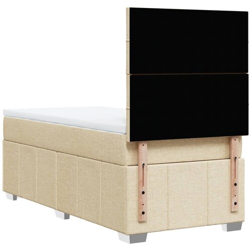  Okvir kreveta s oprugama i madrac krem 80x200 cm od tkanine Slike