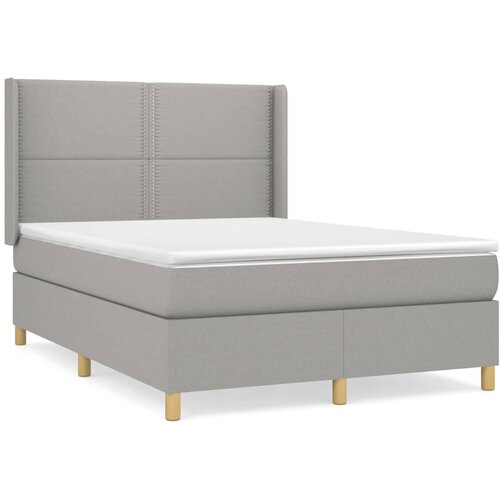 VidaXL Box spring postelja z vzmetnico svetlo siva 140x200 cm blago, (20725702) Slike
