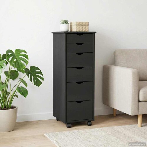  Mobilni ormar Crna 34 x 39 x 93,5 cm Čvrsto borovo drvo Slike