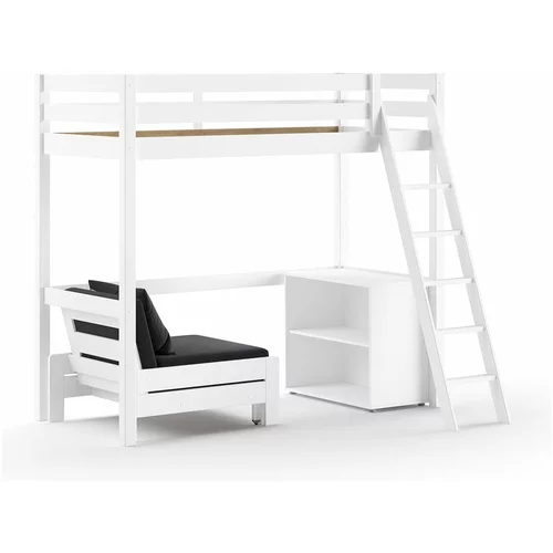 Vipack Bijeli podignuti dječji krevet od masivnog bora s prostorom za odlaganje 90x200 cm PINO –