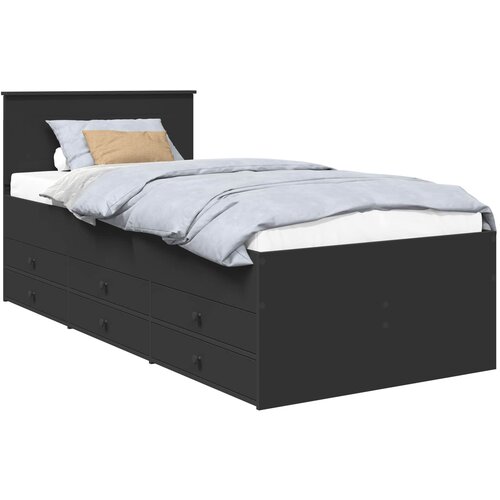 vidaXL Dnevna postelja s predalom Črna 75 x 190 cm Konstruiran les, (5000162897) Cene