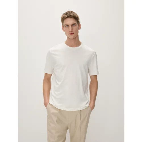 Reserved - Regular majica kratkih rukava s mješavinom svile - bijela
