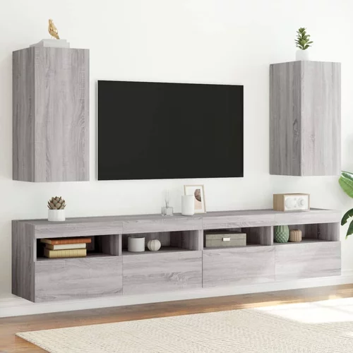  Zidni TV ormarići LED 2 kom siva boja hrasta 30,5 x 35 x 70 cm
