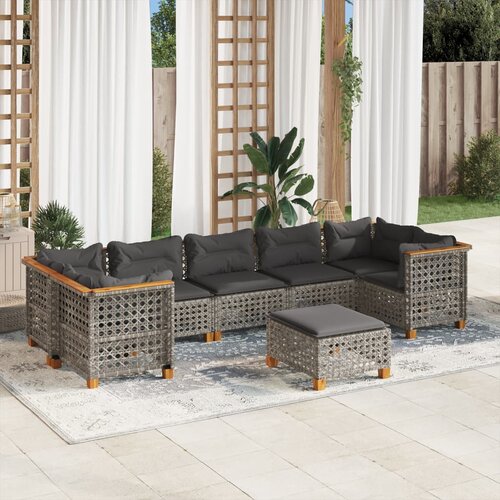 vidaXL 8-dijelni set vrtnih sofa od poliratana s jastucima sivi Cijene