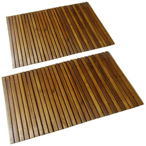  Kupaonski otirač od bagremovog drveta 2 kom 80 x 50 cm Slike