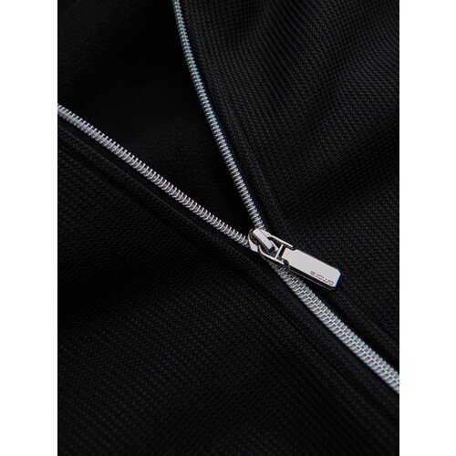 Ombre Men's jacket with high collar and fleece lining - black Cene