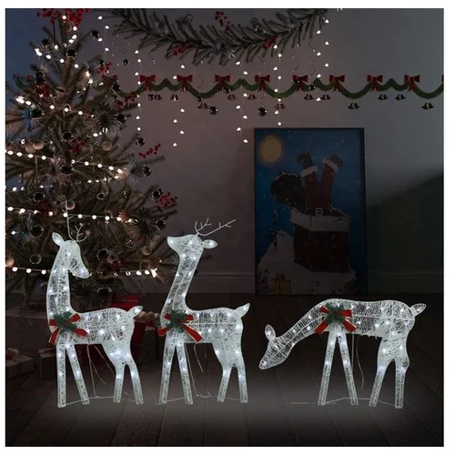  Družina božičnih jelenov 270x7x90 cm srebrna hladno bela mreža