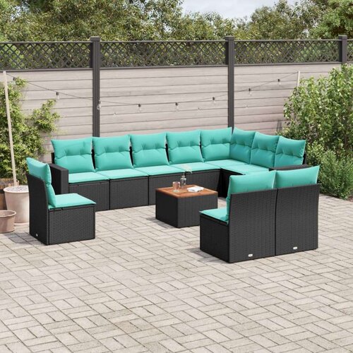  Vrtna garnitura - 11-dijelni set vrtnih sofa od poliratana s jastucima crni - Crna 1 Cijene